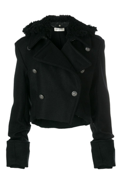 Hooded Jacket with Shearling Collar