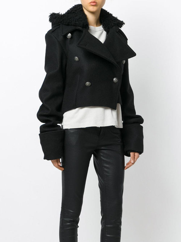 Hooded Jacket with Shearling Collar