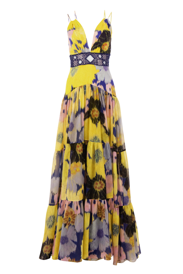 Lilibeth Floral Silk Maxi Dress