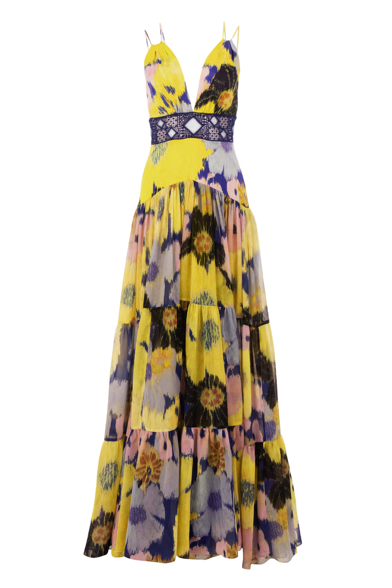 Lilibeth Floral Silk Maxi Dress