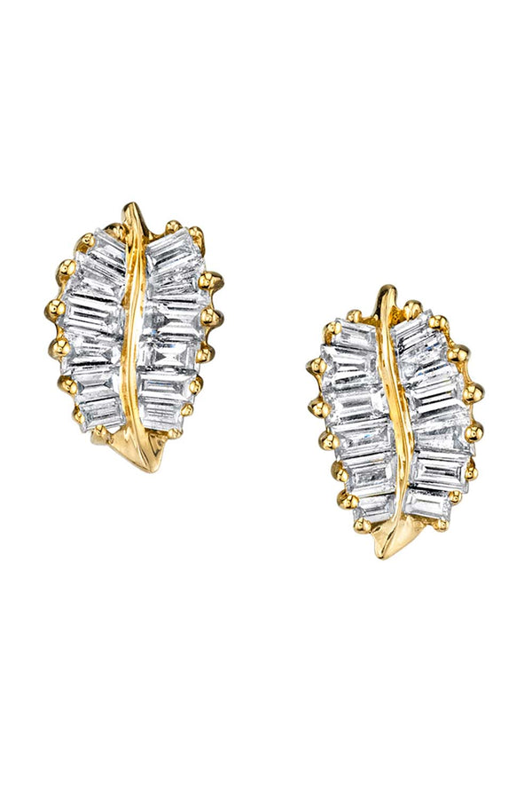 Small Palm Leaf 18-Karat Gold Earrings