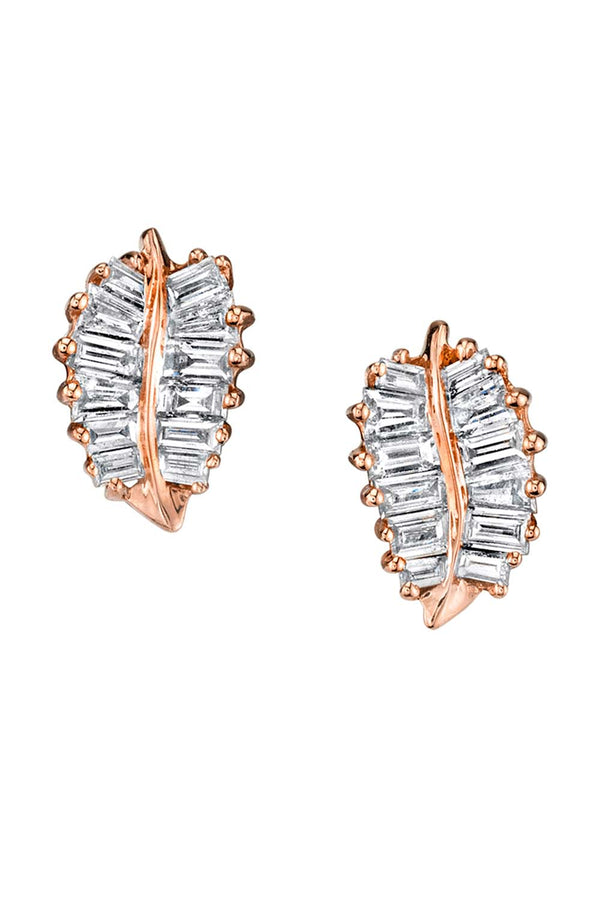 Small Palm Leaf 18-Karat Rose Gold Earrings