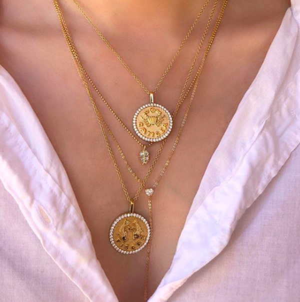 Small Palm Leaf 18-Karat Yellow Gold Diamond Necklace