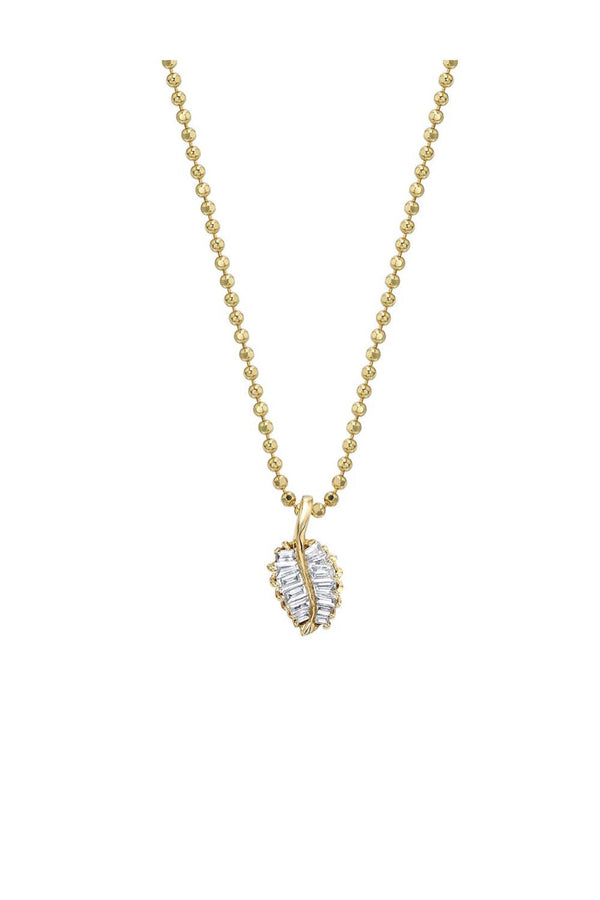 Small Palm Leaf 18-Karat Yellow Gold Diamond Necklace
