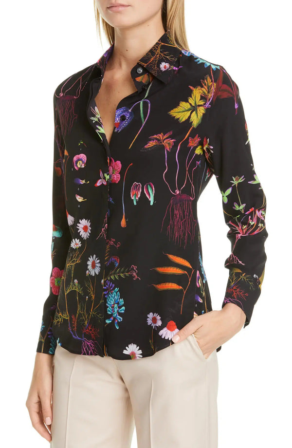 Floral Print Silk Blouse