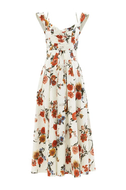 Tamiko ruched floral-print cotton-poplin dress