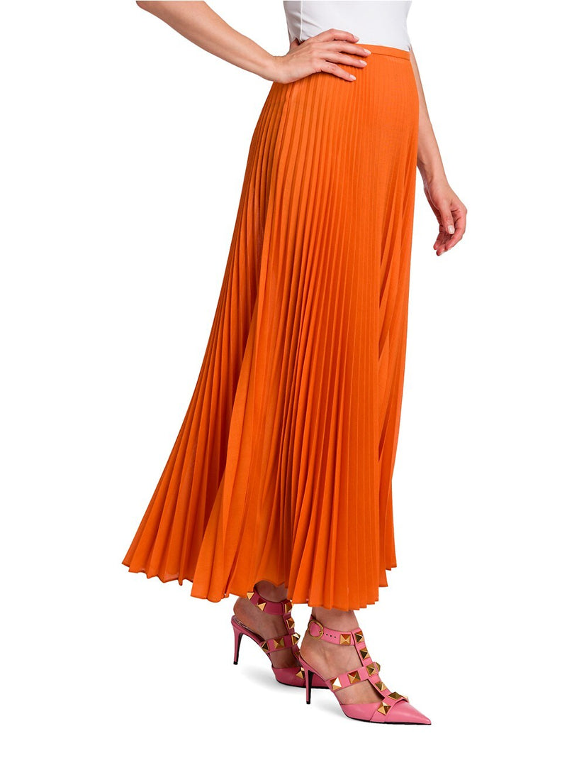 Pleated A-line Midi Skirt