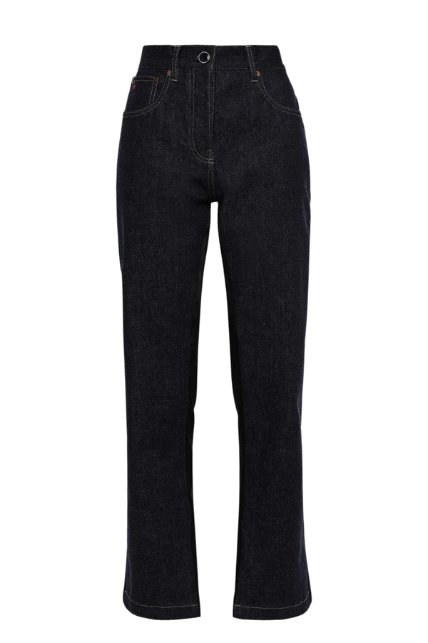 Satin-panelled High-rise Straight-leg Jeans