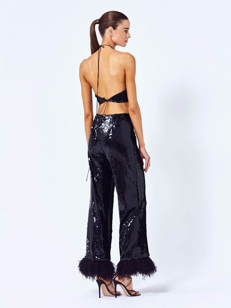 Zira Sequin Crop Halter Top