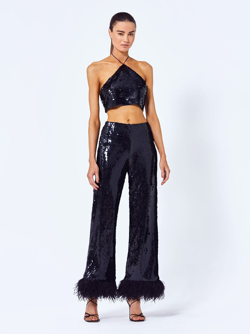 Zira Sequin Crop Halter Top