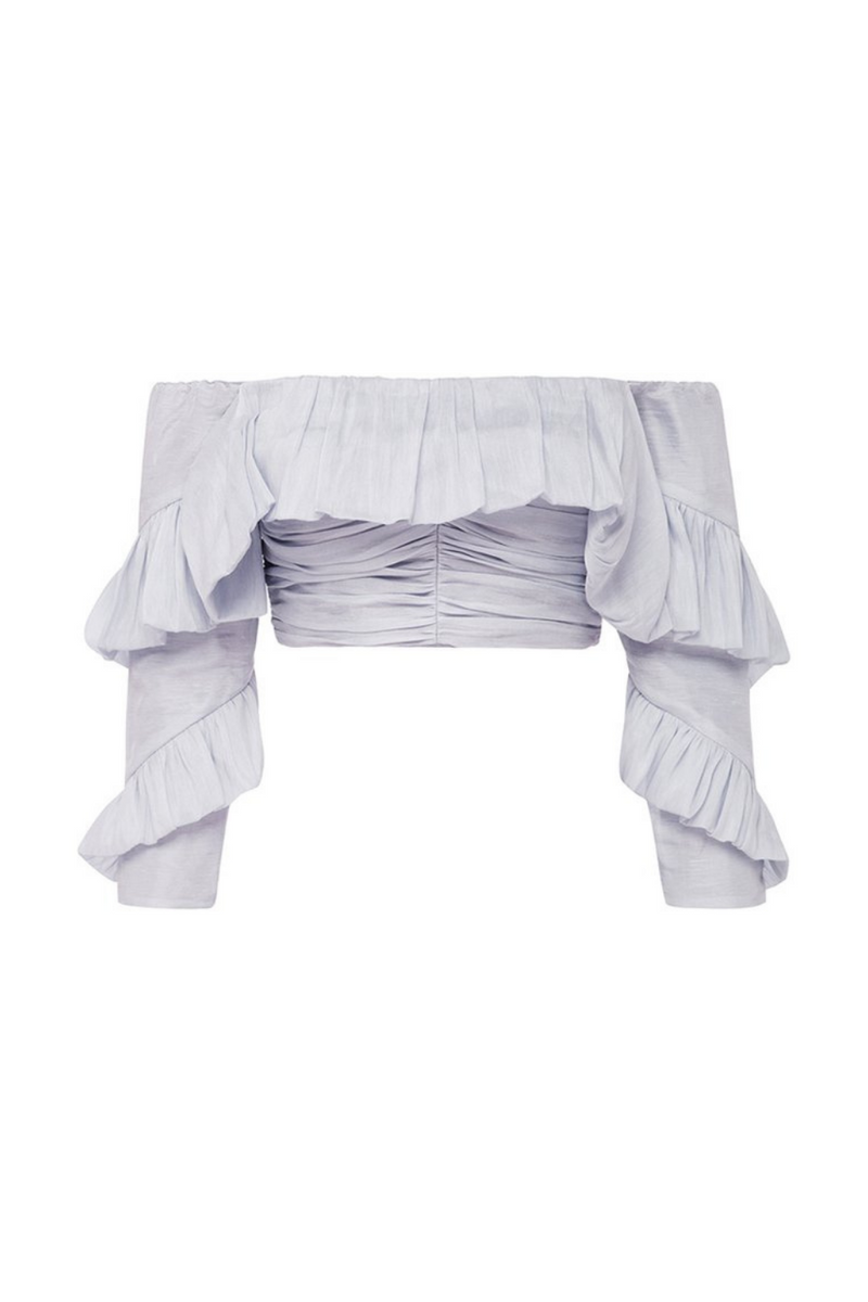 Elle Ruffled Linen Silk Top