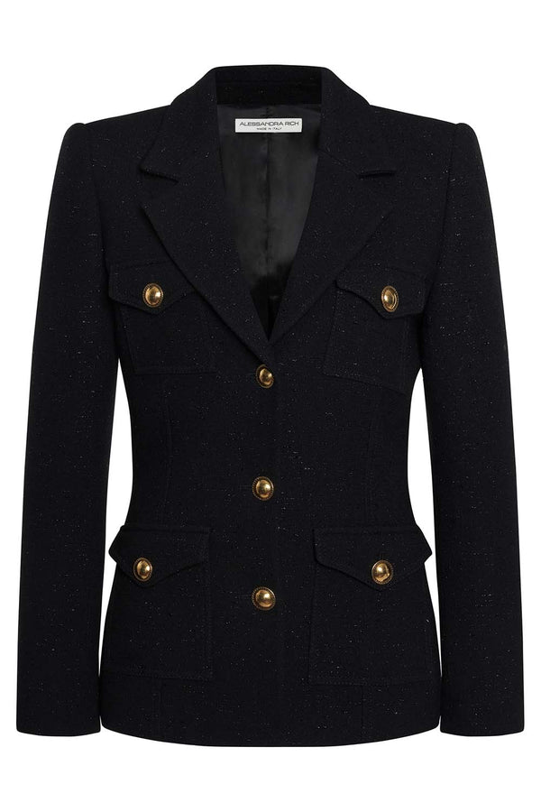 Tweed Lurex Single Breasted Jacket