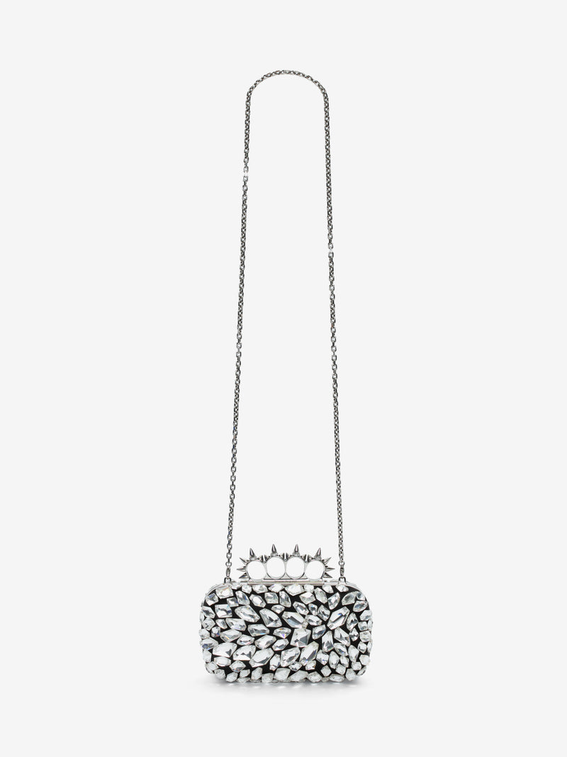 Skull Four Ring Crystal Embellished Clutch