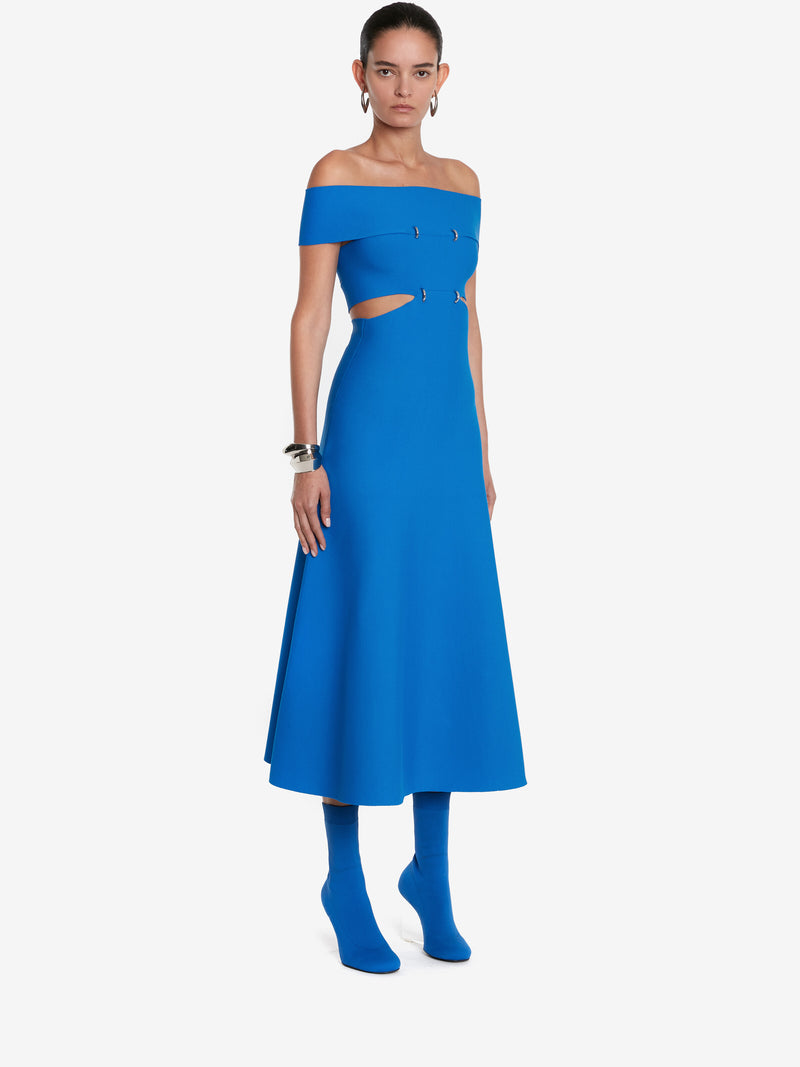 Off-The-Shoulder Slashed Midi Dress