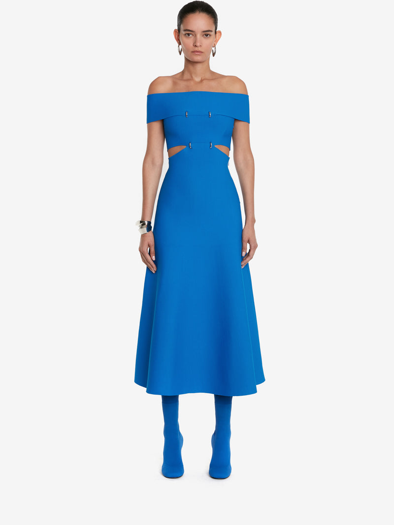 Off-The-Shoulder Slashed Midi Dress