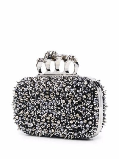 Four Ring Skull Studded Clutch