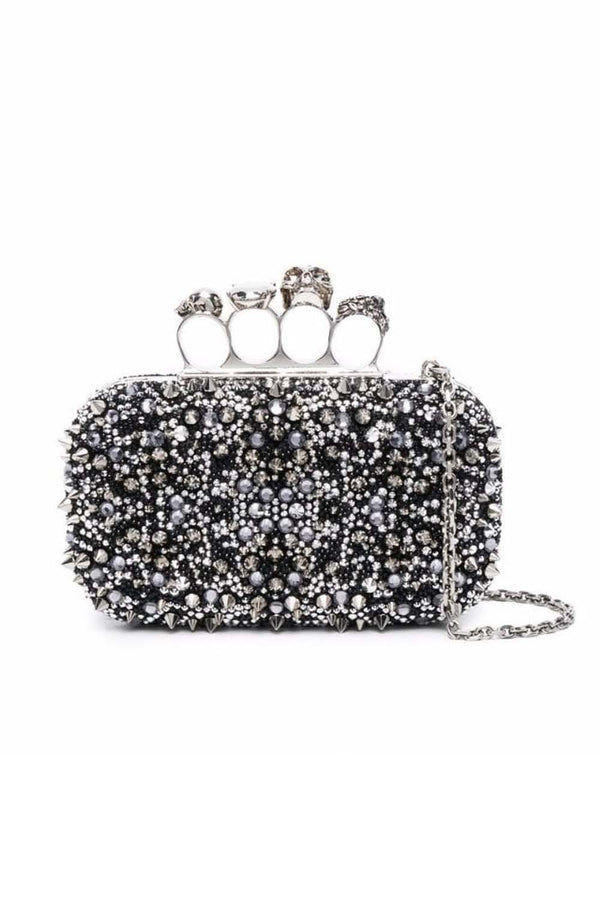 Four Ring Skull Studded Clutch