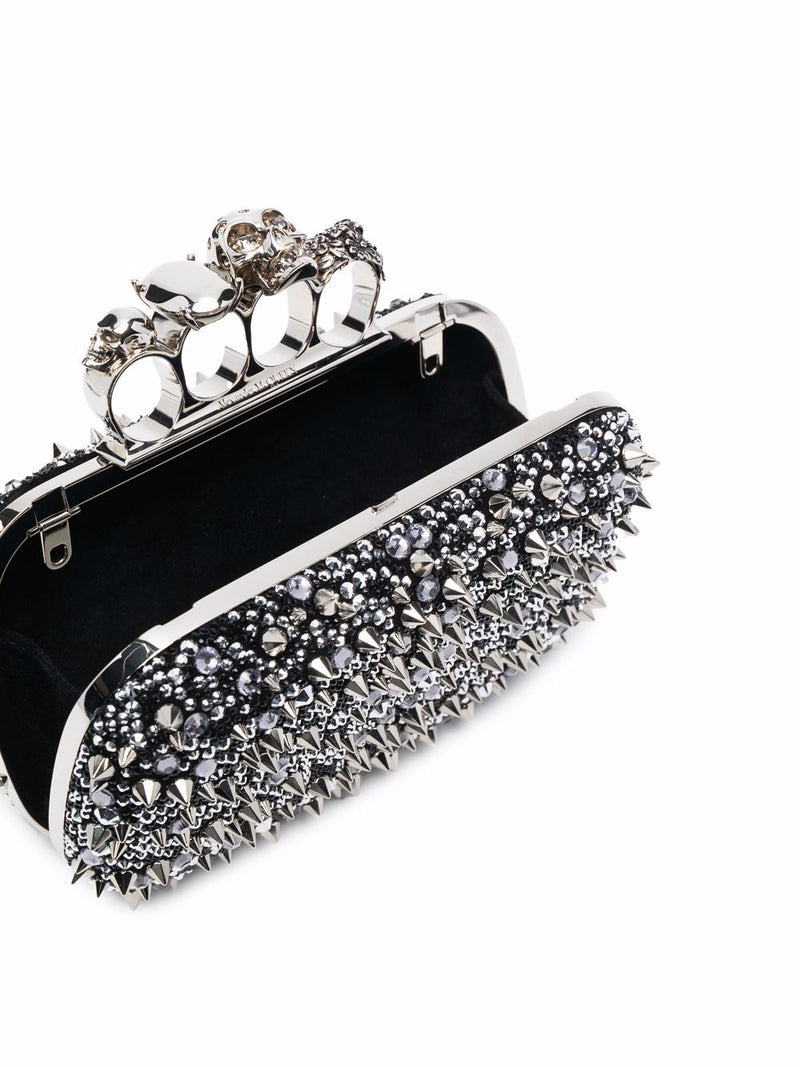 Four Ring Skull Studded Clutch