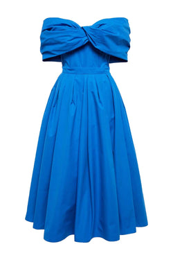 Off-The-Shoulder Pleated Midi Dress