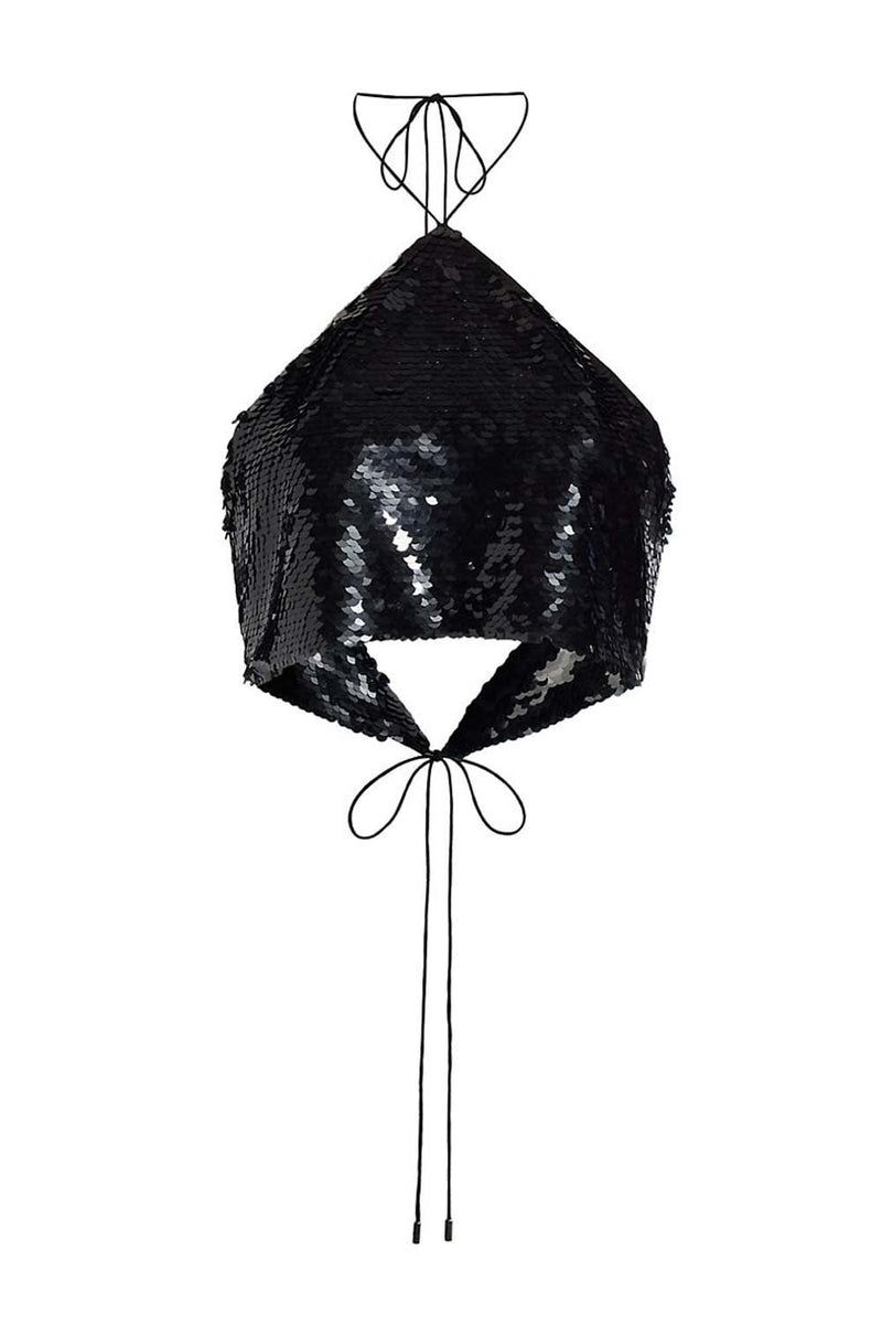 Zira Sequin Crop Halter Top