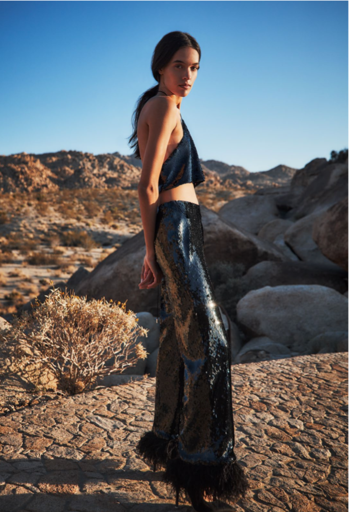 Zira Sequin Crop Halter Top