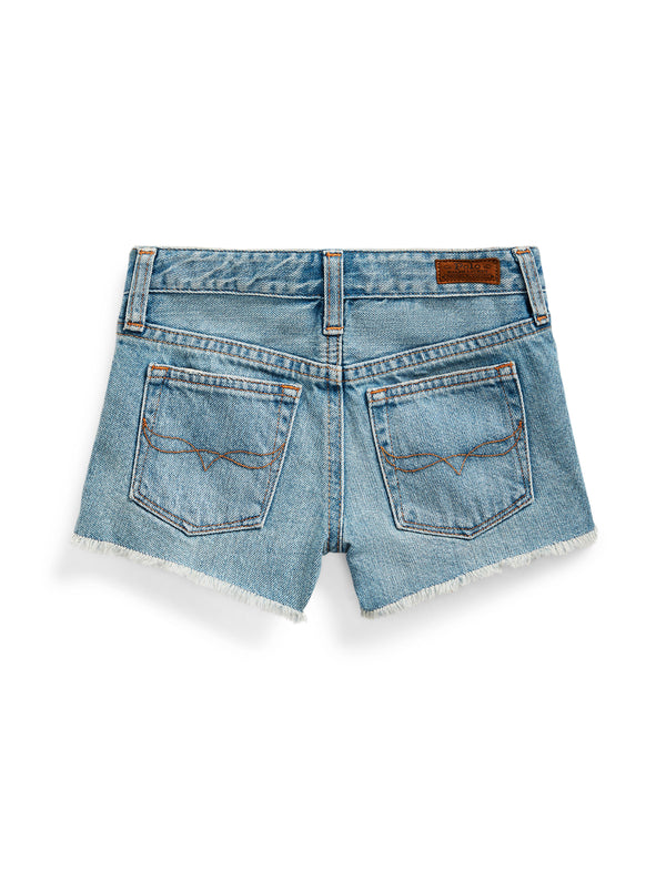 Frayed Cotton Denim Short