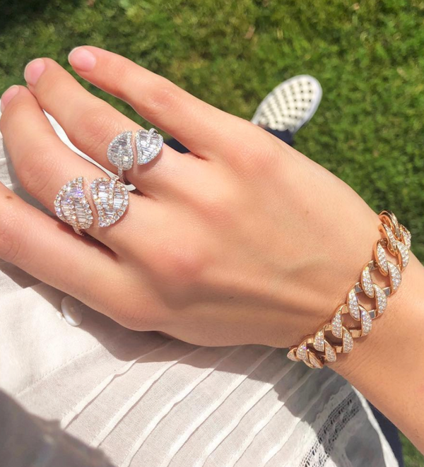 Medium Palm Leaf 18-Karat White Gold Diamond Ring