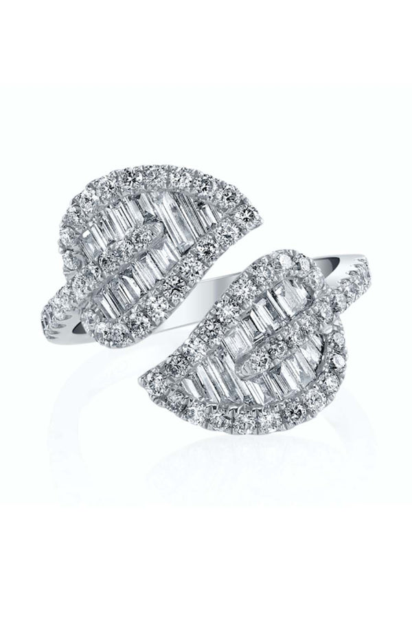 Medium Palm Leaf 18-Karat White Gold Diamond Ring