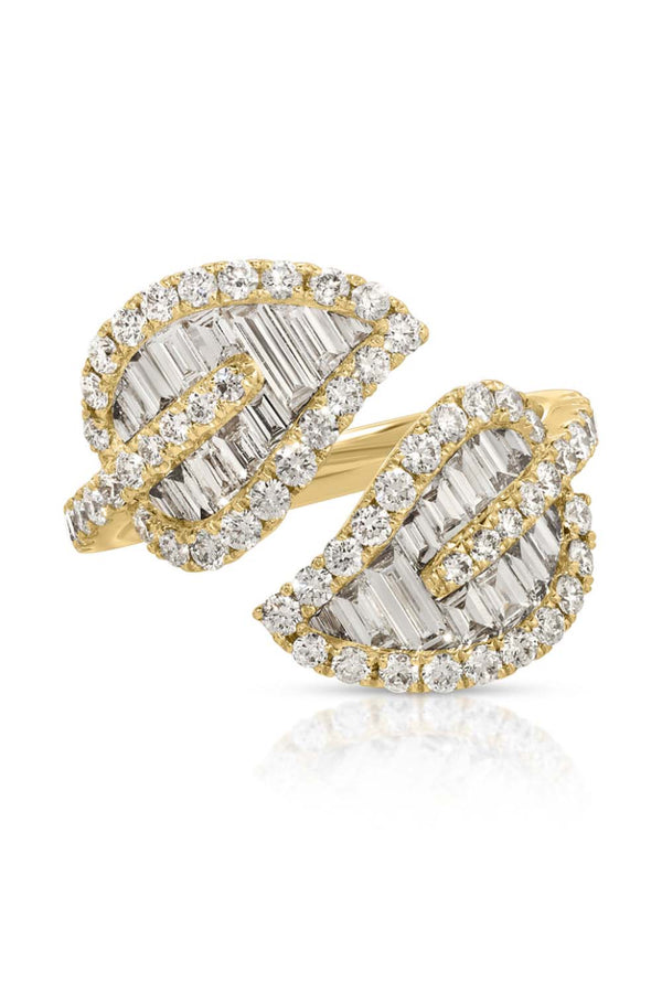 Small Leaf 18-Karat Yellow Gold Diamond Ring