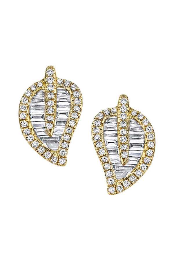 Small Leaf Diamond Studs