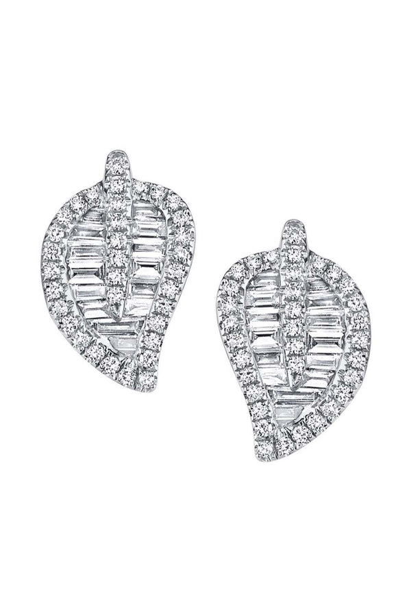 Small Leaf 18-Karat Diamond Studs