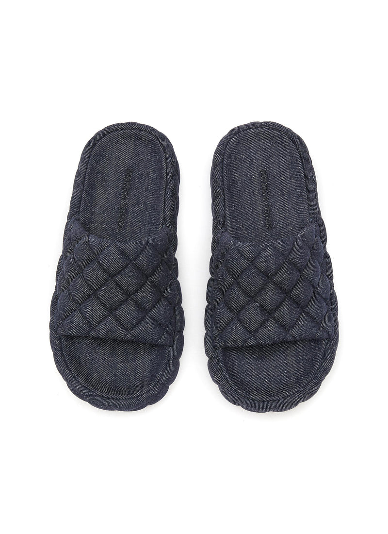 Padded Quilted Denim Flat Sandals