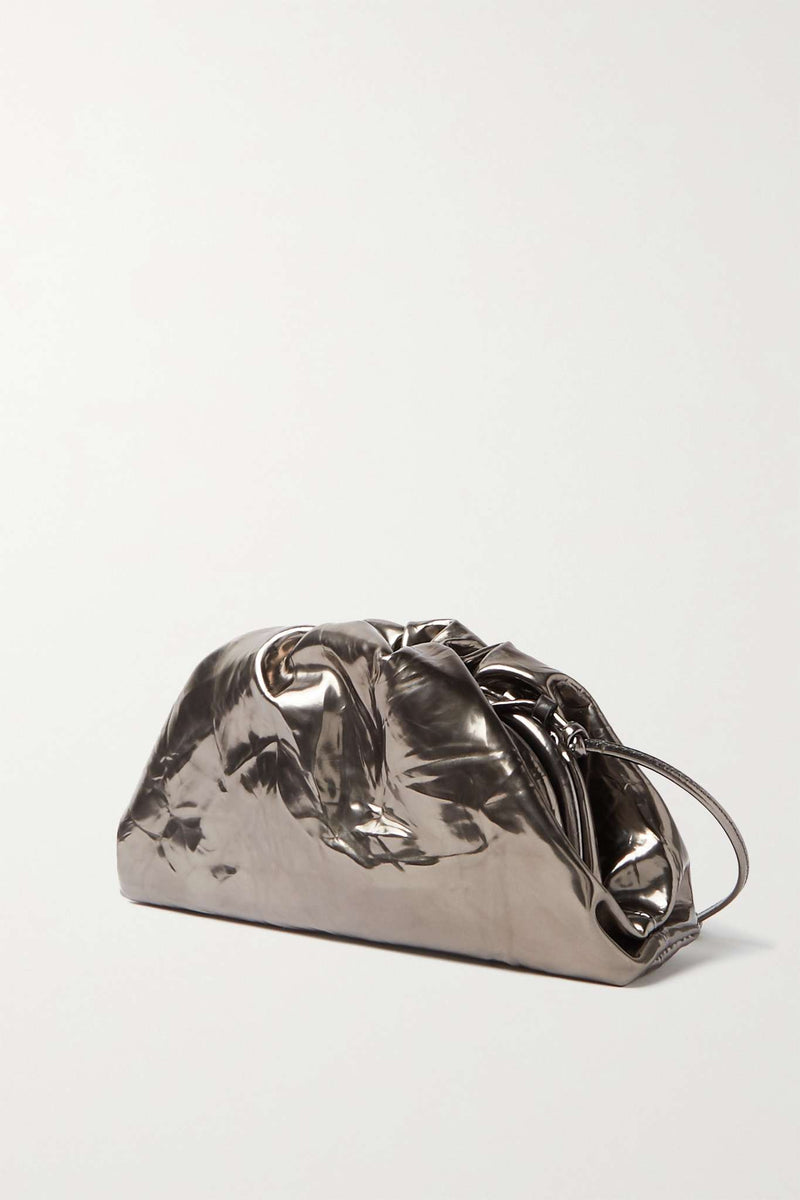 The Mini Pouch Metallic Crushed Leather Clutch