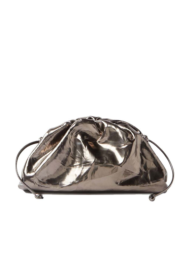 The Mini Pouch Metallic Crushed Leather Clutch