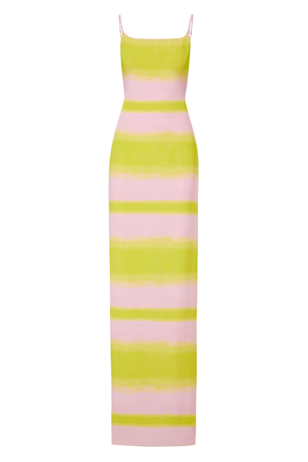 Striped Open-Back Silk Maxi Dress