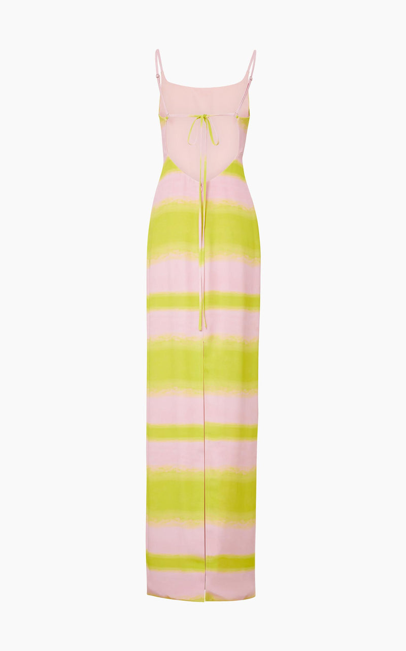 Striped Open-Back Silk Maxi Dress