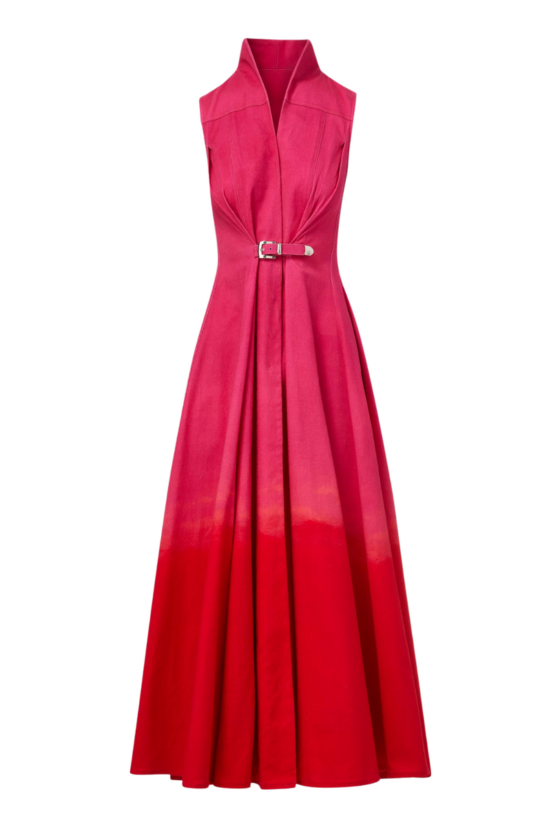 Belted Stretch-Cotton Midi Dress