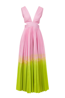 Cross-Front Dress With Pleated Skirt