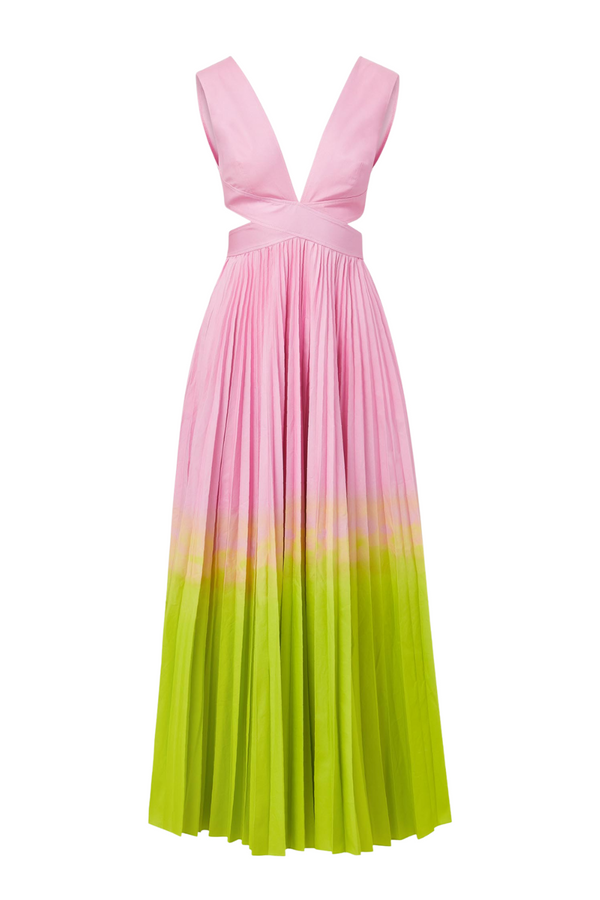 Cross-Front Dress With Pleated Skirt
