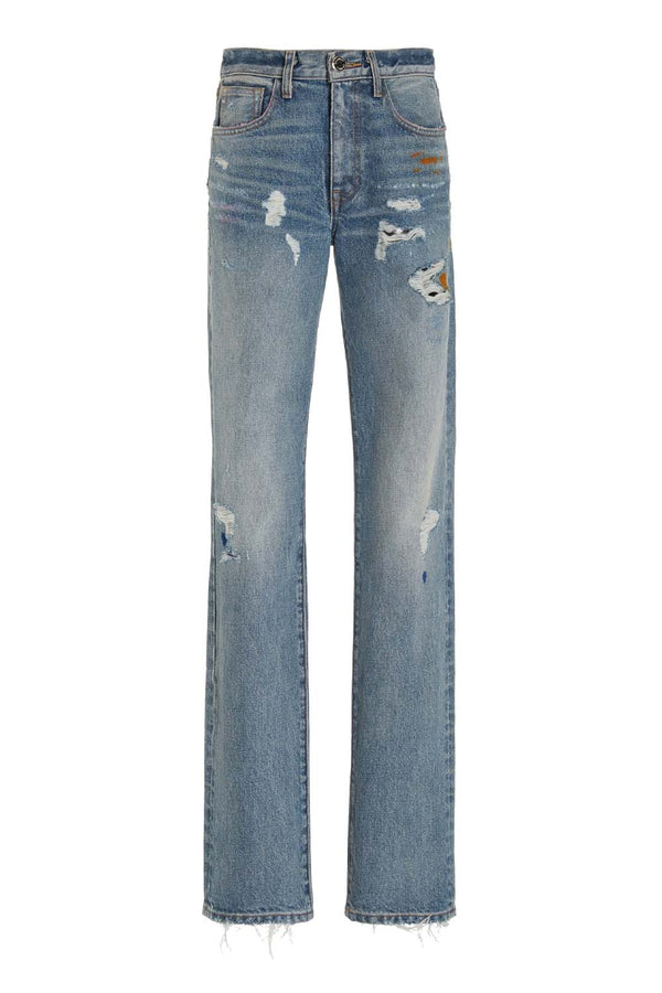 Julia Distressed High-Rise Straight-Leg Jeans