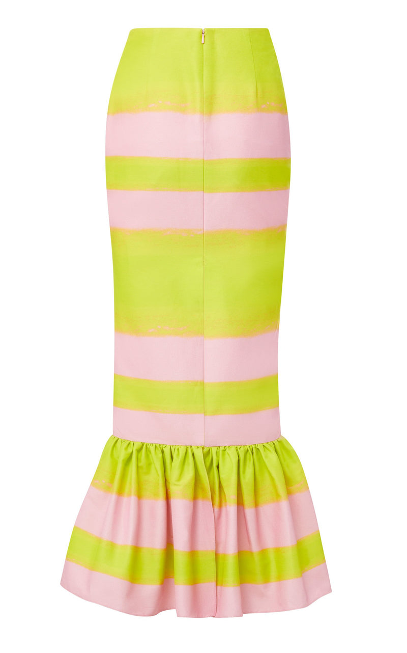 Peplum Cotton-Silk Pencil Skirt