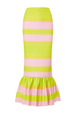 Peplum Cotton-Silk Pencil Skirt