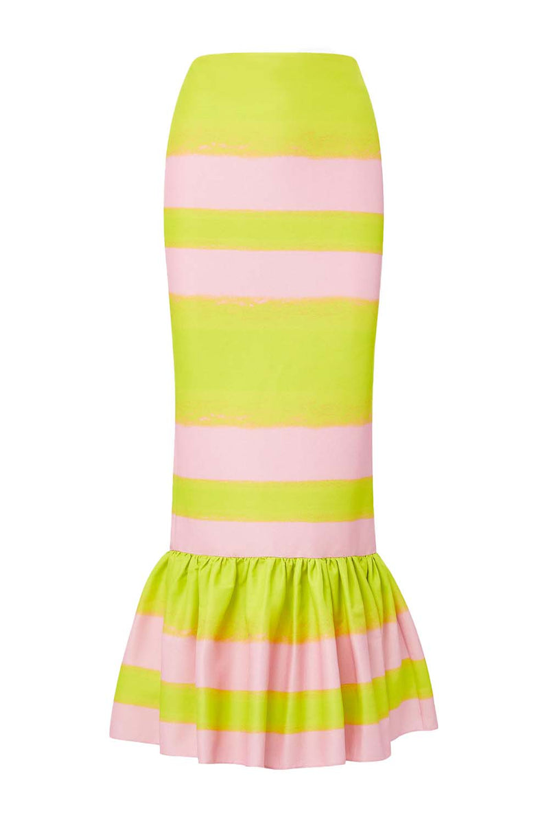 Peplum Cotton-Silk Pencil Skirt