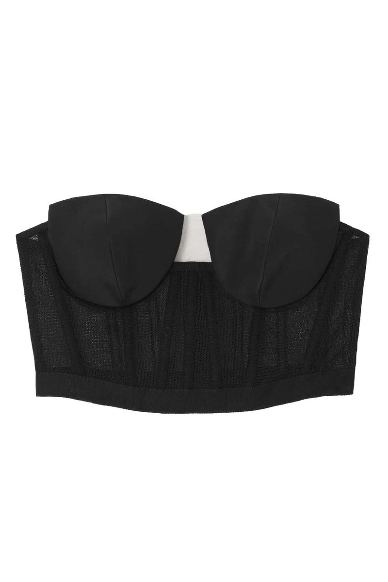 Strapless Cropped Silk-Cotton Bustier Top