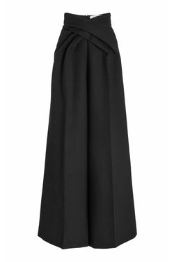 Crossover Wool-Blend Wide-Leg Pant