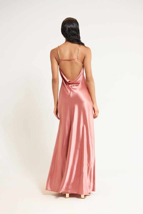 Kirya Satin Gown With Chain Detail