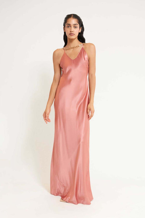 Kirya Satin Gown With Chain Detail