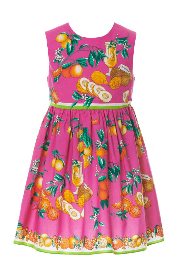 Citrus Print Poplin Midi Dress