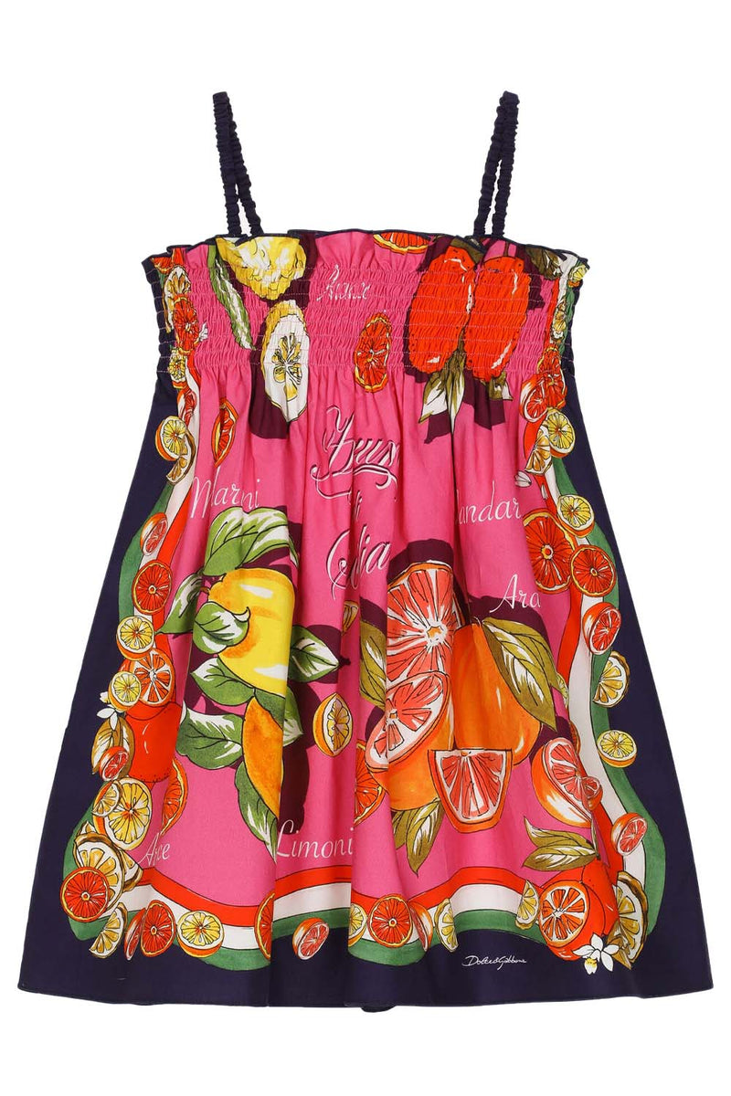 Poplin Sundress With Citrus Print