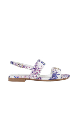 Napa Leather Sandals With Wisteria Print